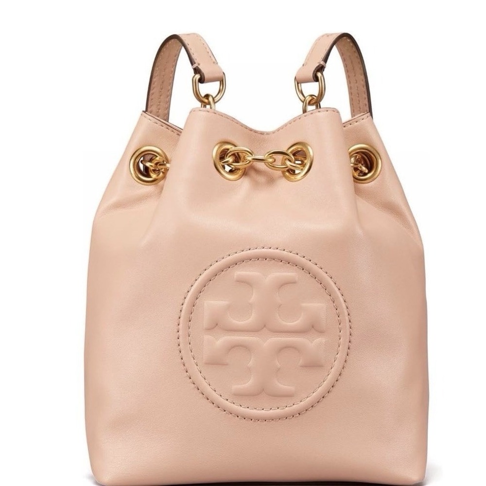Tory Burch Fleming Mini Backpack In Mink Pink Blush Gold Hardware NWT 398$